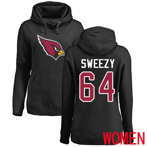 Arizona Cardinals Black Women J.R. Sweezy Name And Number Logo NFL Football 64 Pullover Hoodie Sweatshirts